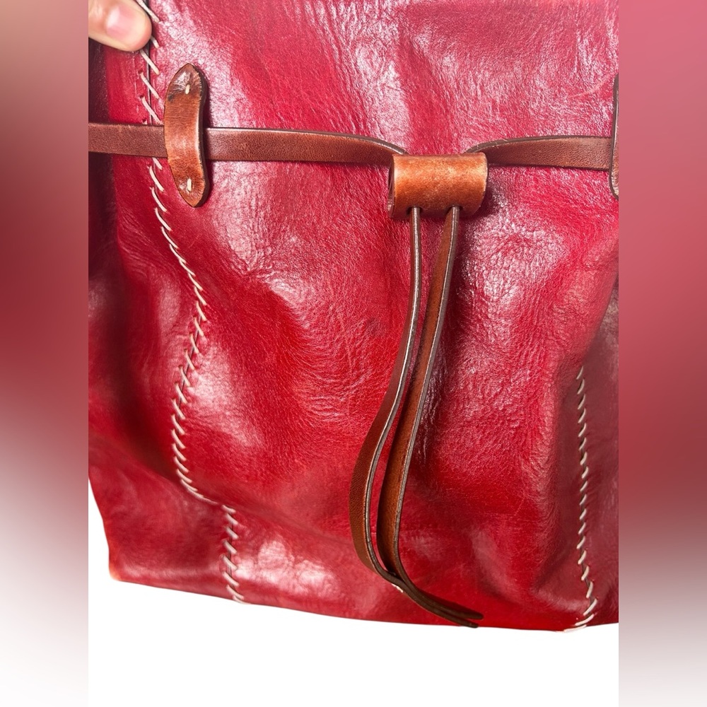 Cuoieria Fiorentina Genuine Leather Bucket Bag Hand-Sewn Stitching Made in Italy - Picture 2 of 10